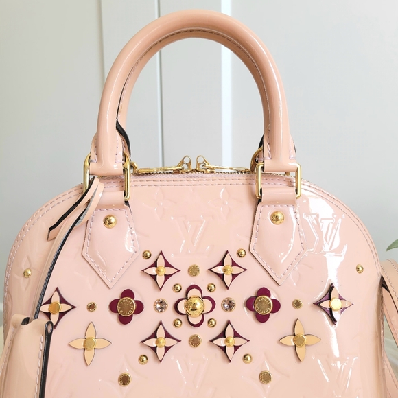 💕STUNNING LOUIS VUITTON Vernis Flowers Alma BB Rose Ballerine - Picture 3 of 16